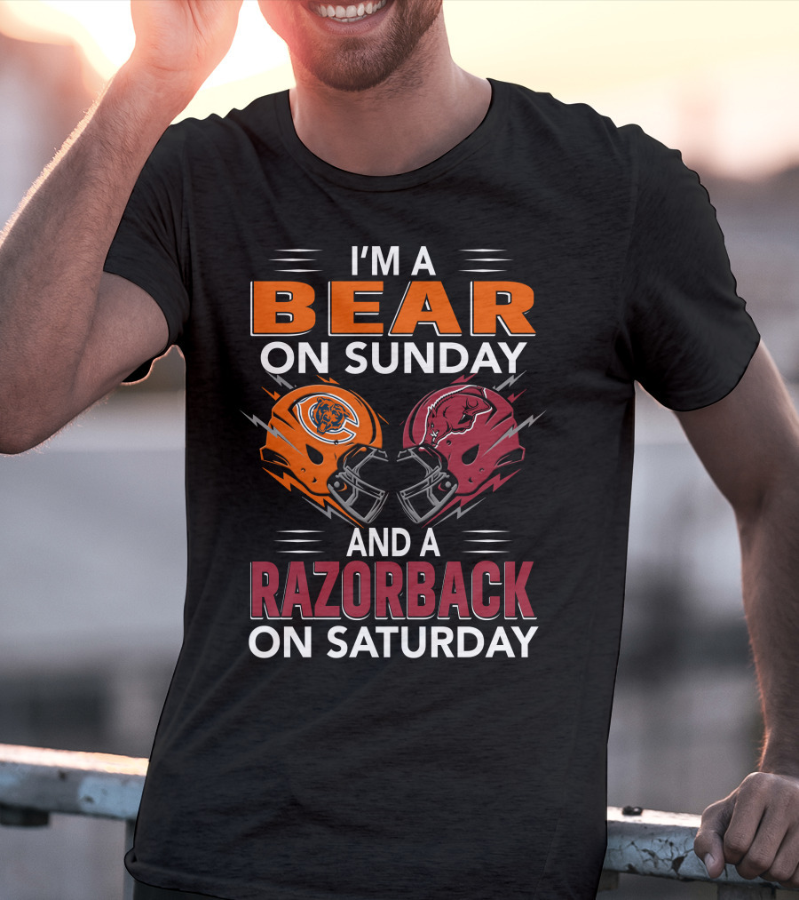I'm A Bear On Sunday And A Razorback On Saturday Sports Football Helmets T-Shirt