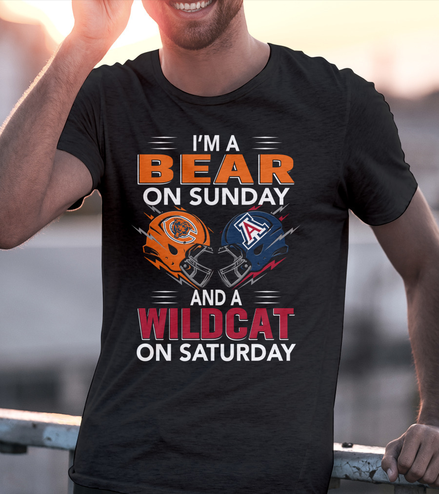 I'm A Bear On Sunday And A Wildcat On Saturday Football Helmet T-Shirt