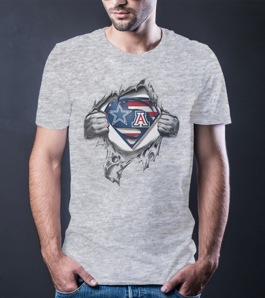Dallas Cowboys Arizona Wildcats Logo Superman Shield T-Shirt