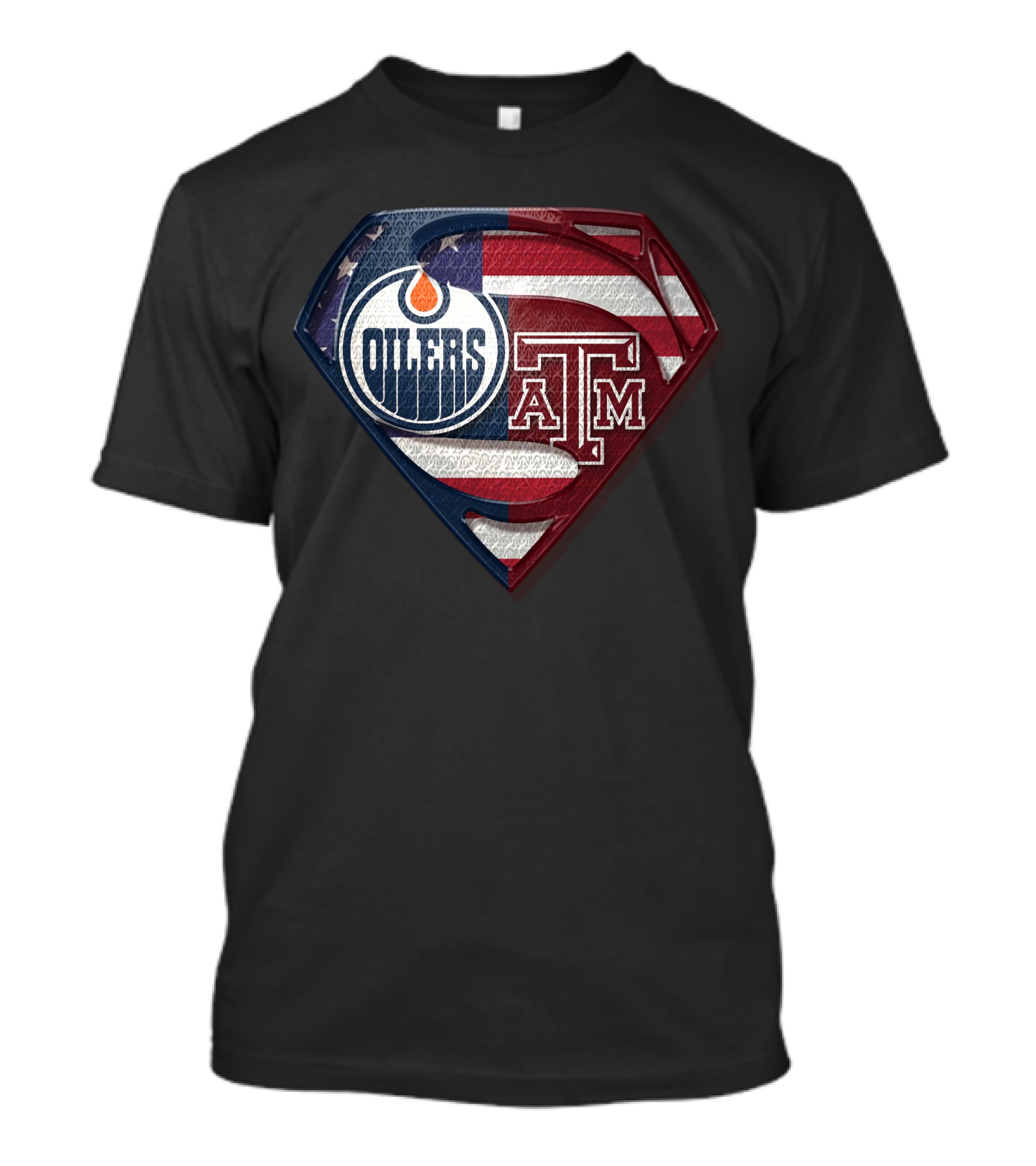 Oilers A&M Superman Shield American Flag T-Shirt