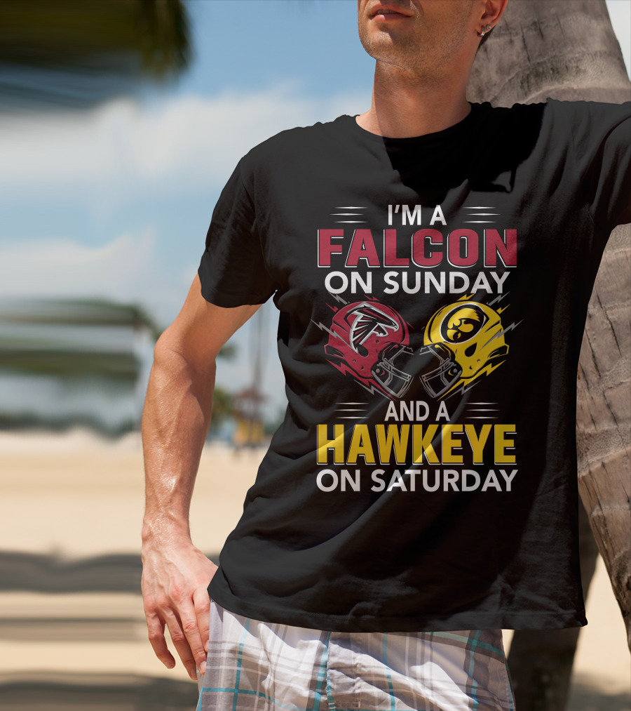 I'm A Falcon On Sunday And A Hawkeye On Saturday Football Helmets T-Shirt