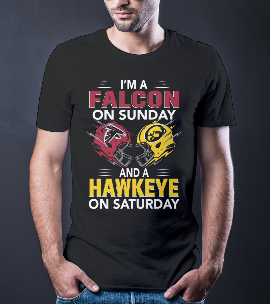 I'm A Falcon On Sunday And A Hawkeye On Saturday Football Helmets T-Shirt