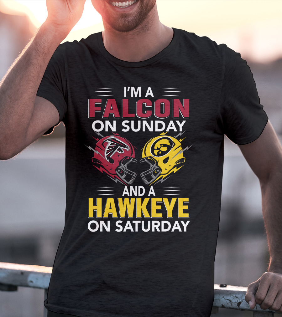I'm A Falcon On Sunday And A Hawkeye On Saturday Football Helmets T-Shirt