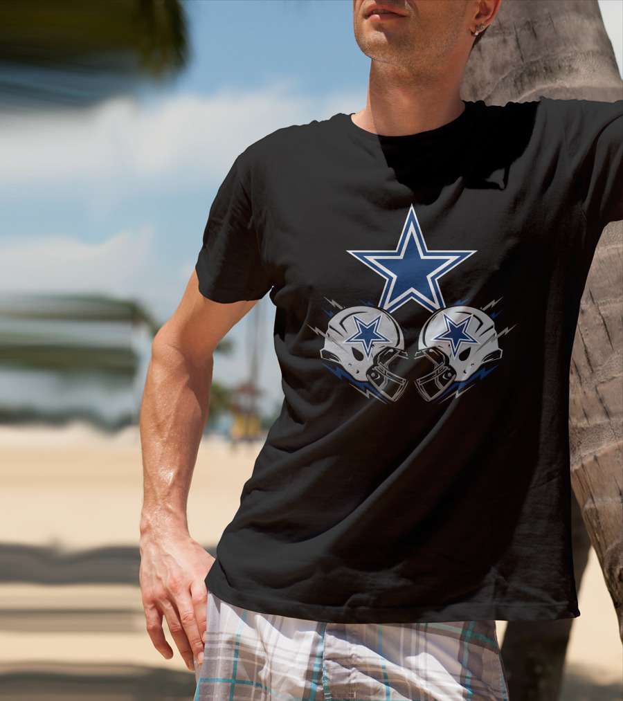 Dallas Cowboys Star Logo Helmets Clash T-Shirt