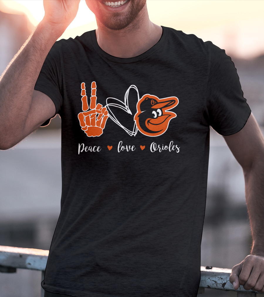 Peace Love Orioles Baltimore Orioles T-Shirt