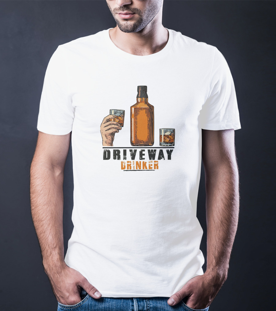 Driveway Drinker Whiskey Bottle And Glasses T-Shirt