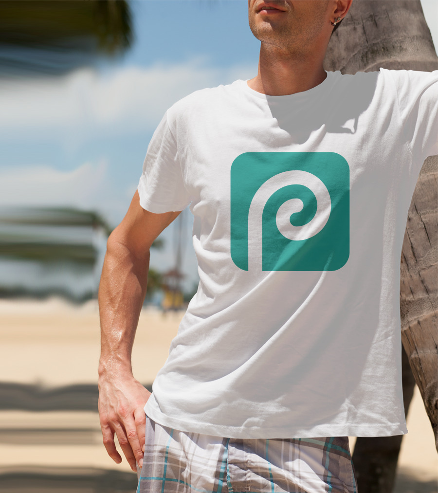 Photopea Logo Green Square Icon With White Curved P T-Shirt