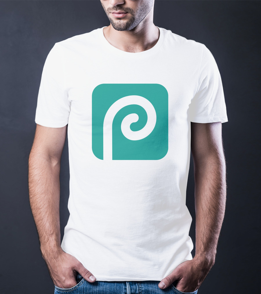 Photopea Logo Green Square Icon With White Curved P T-Shirt