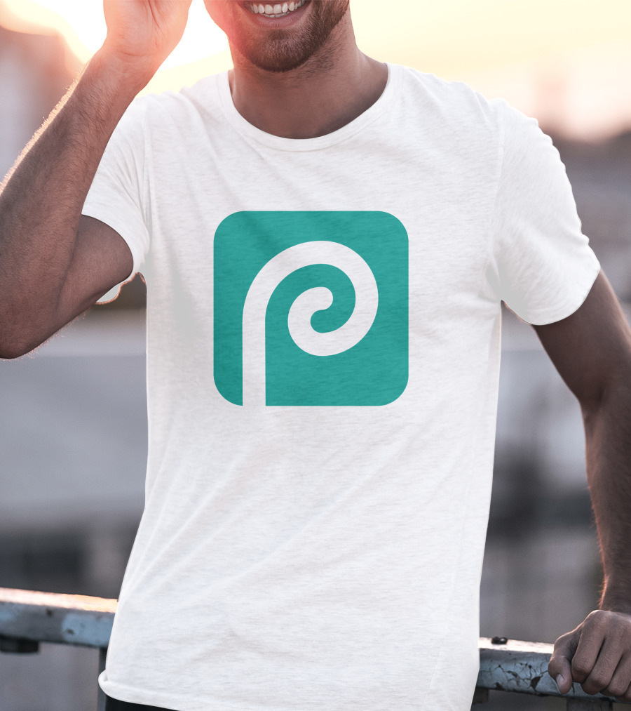 Photopea Logo Green Square Icon With White Curved P T-Shirt