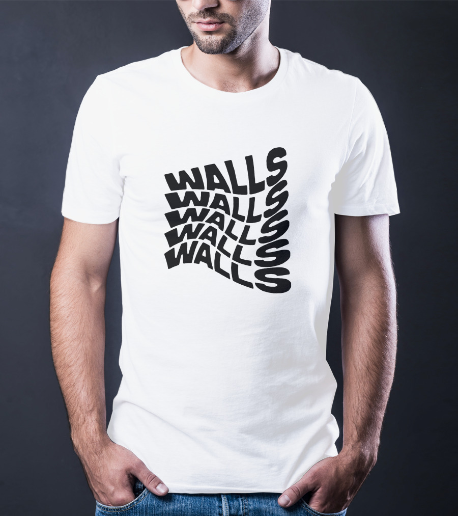 Wavy Black Walls Text Distortion T-Shirt
