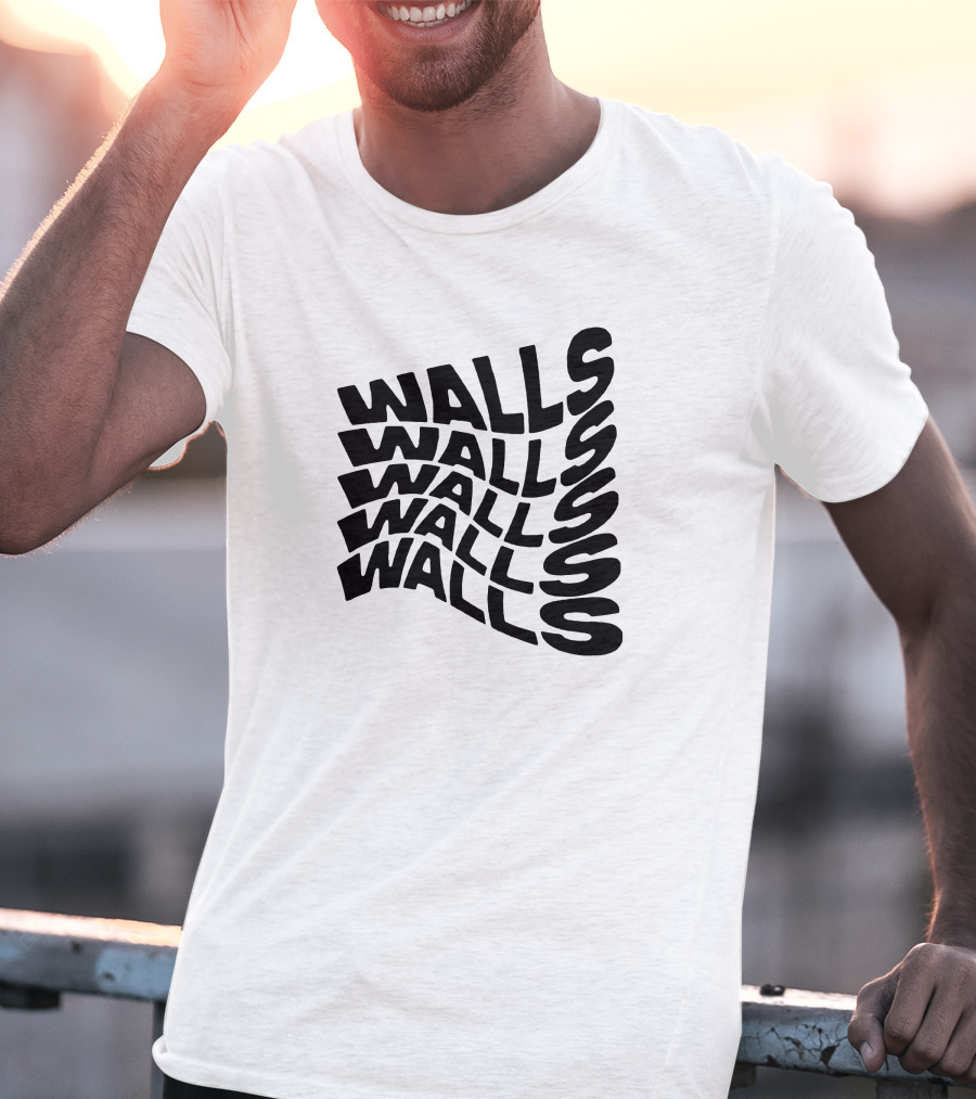 Wavy Black Walls Text Distortion T-Shirt