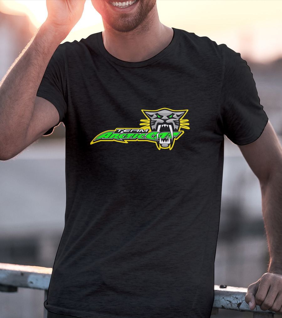 Team Arctic Cat Logo With Fierce Cat Head T-Shirt