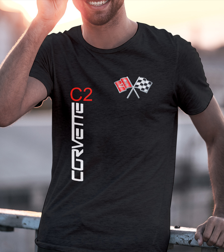 CORVETTE C2 Crossed Flags Emblem T-Shirt