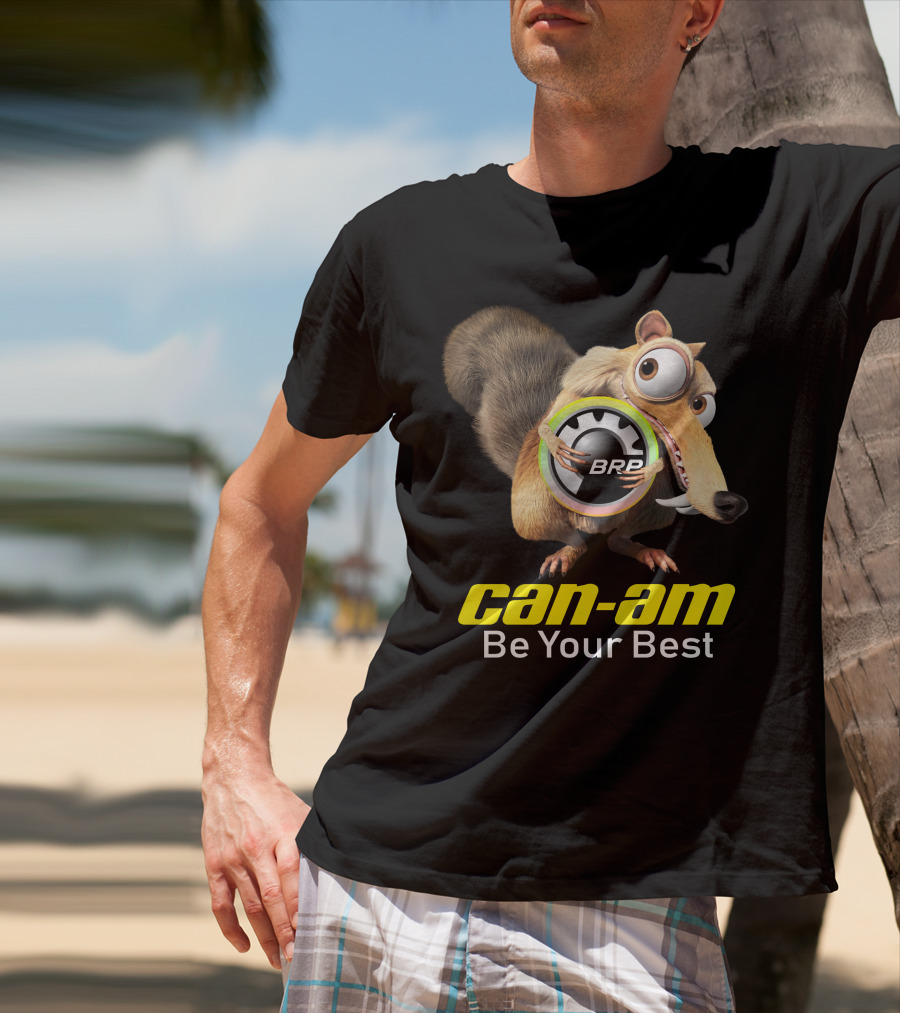 Can-Am Be Your Best BRP Scrat Holding Wheel T-Shirt