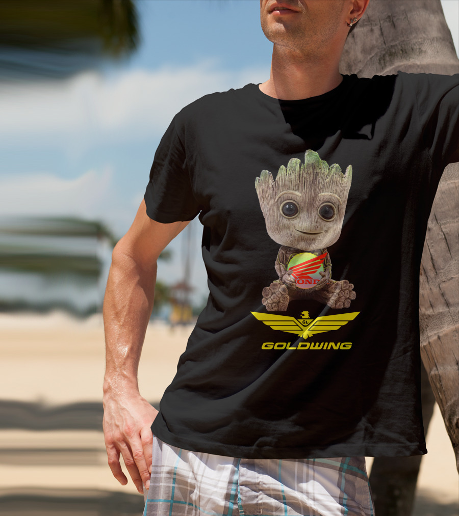 GOLDWING Honda Logo Tree Character Yellow Wings T-Shirt