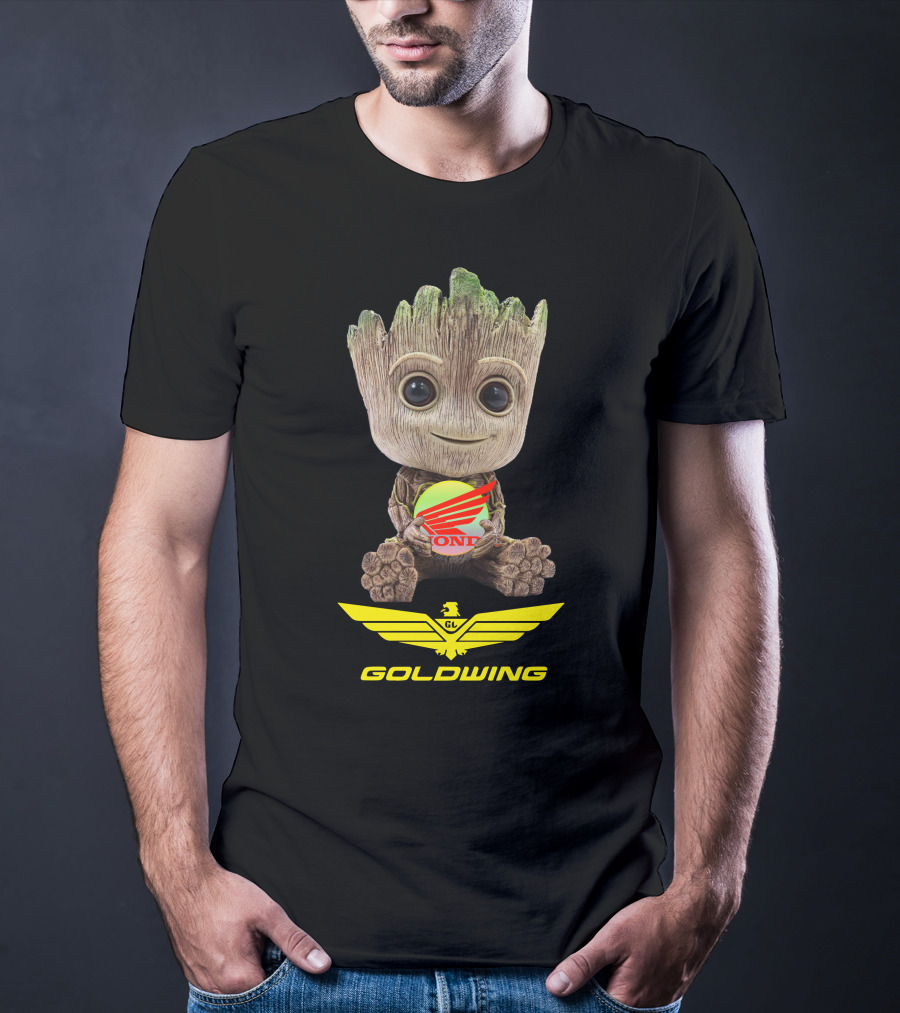 GOLDWING Honda Logo Tree Character Yellow Wings T-Shirt