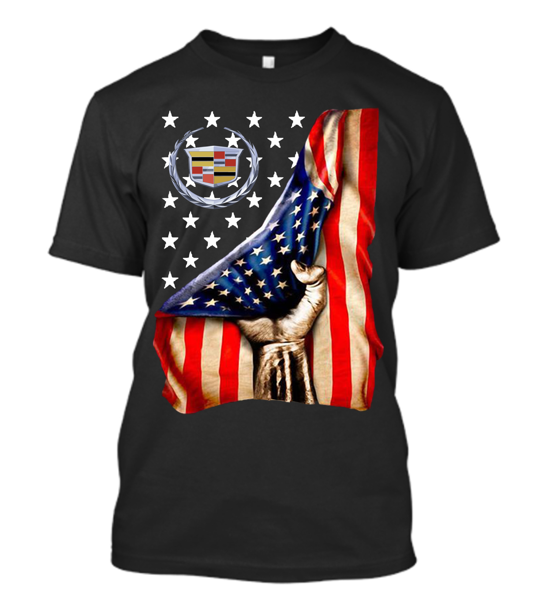 Cadillac American Flag Patriotic Car Logo T-Shirt