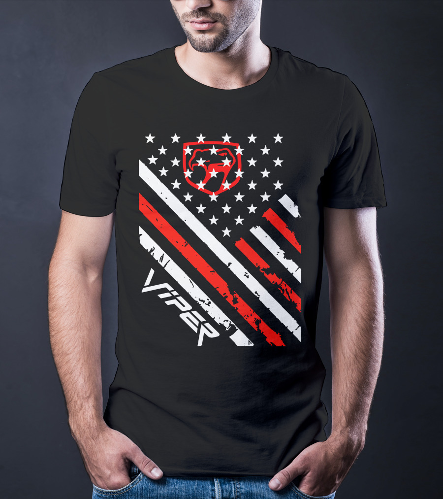 Dodge Viper American Flag Stripes And Stars T-Shirt