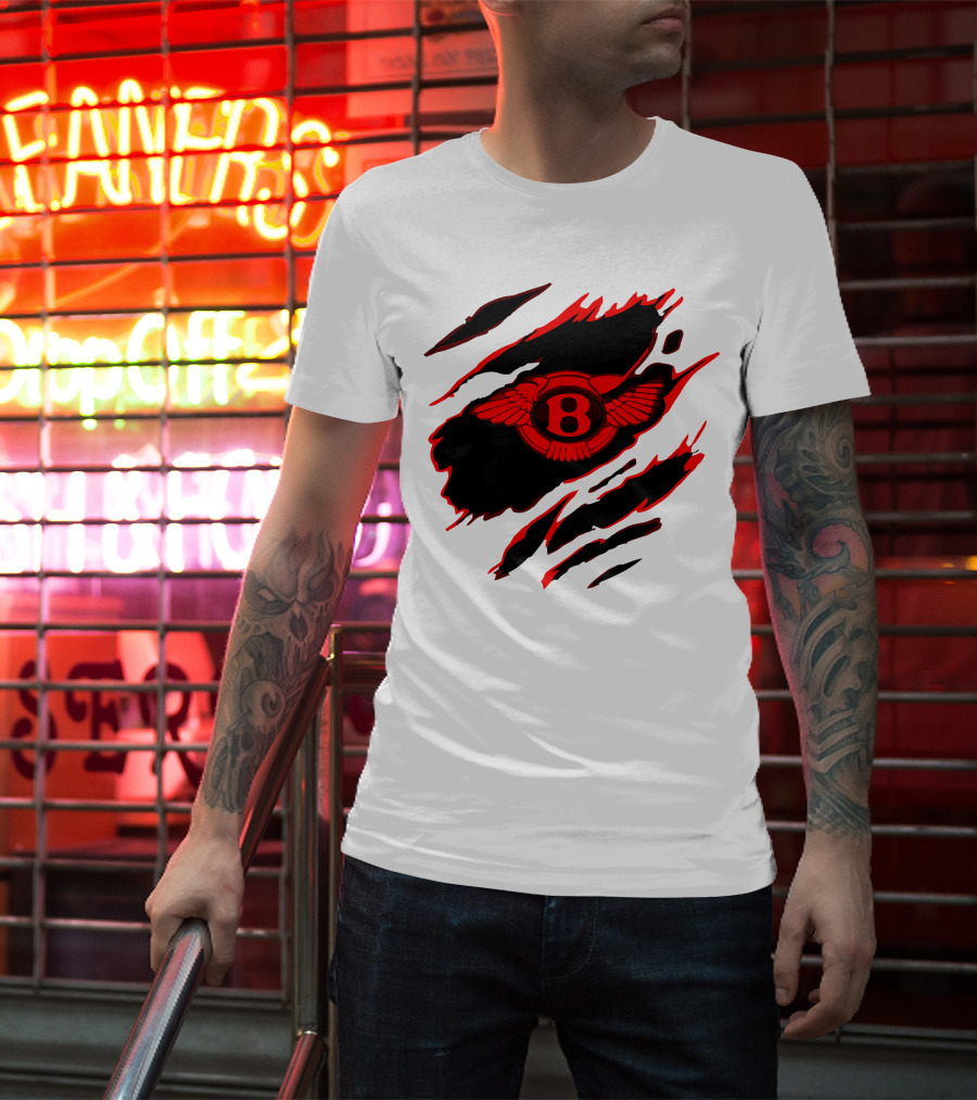Bentley Red Winged Logo With Claw Marks T-Shirt