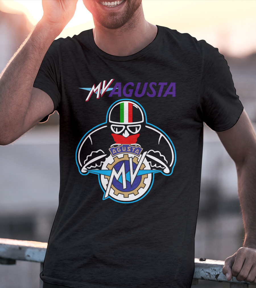 MV AGUSTA Racing Style Italian Flag Helmet T-Shirt