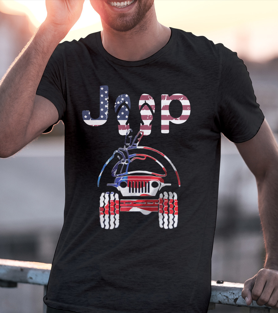 JEEP American Flag Off-Road Adventure T-Shirt