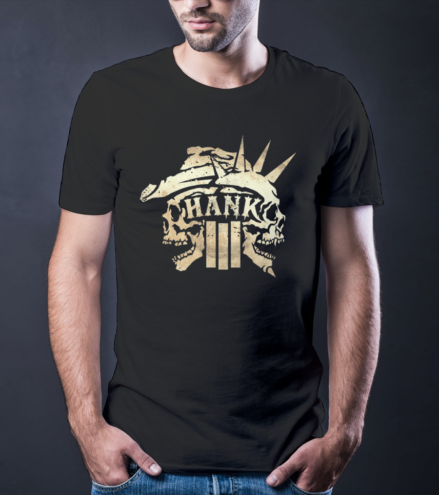 Hank III Skull Design With Statue Of Liberty Crown T-Shirt