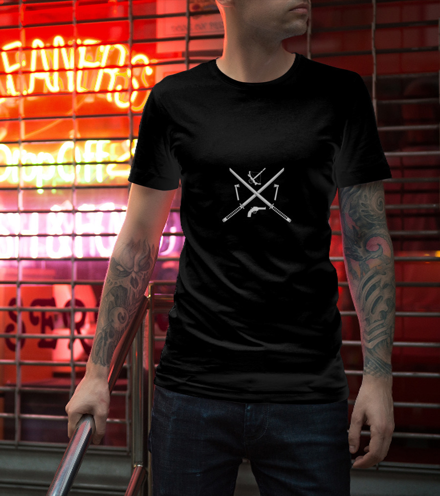Urban Outfitters Katana Crossbow Axes Revolver T-Shirt