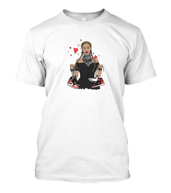 Beyonce Holding Sneakers With Red Hearts T-Shirt
