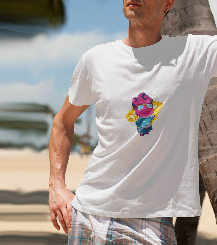 Jawsh Mi Token Character With Sunglasses And Yellow Star Background T-Shirt