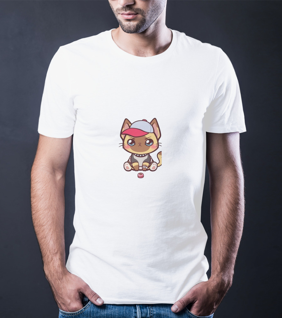 EddieVR Cat With Hat And Donut T-Shirt