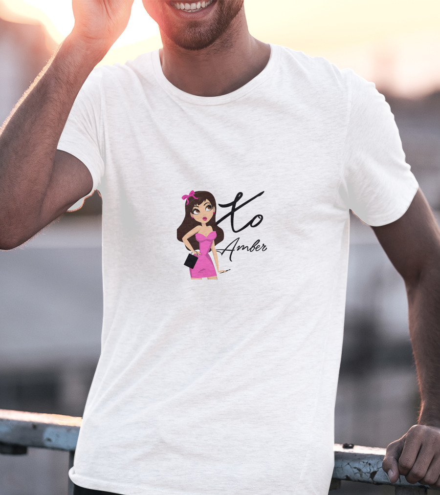 Xo Amber Scholl Pink Dress Cartoon T-Shirt