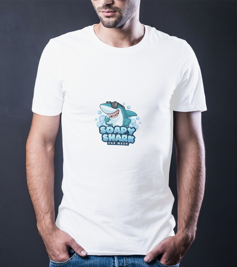 Soapy Shark Car Wash Bubbles Fun T-Shirt
