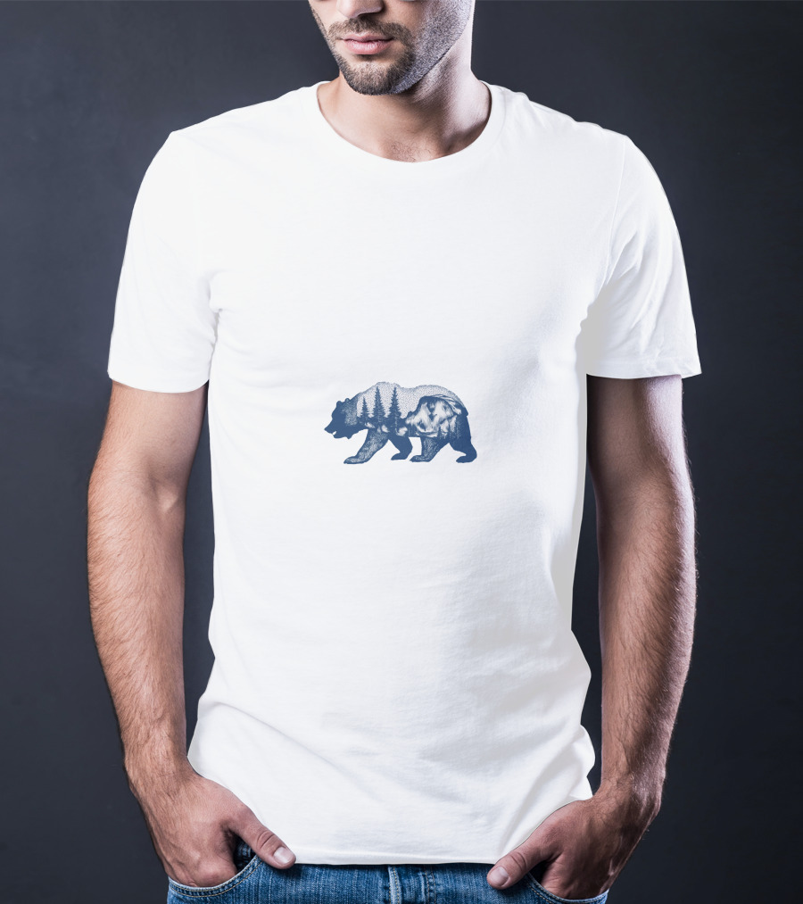 Yosemite Bear With Forest And Mountain T-Shirt