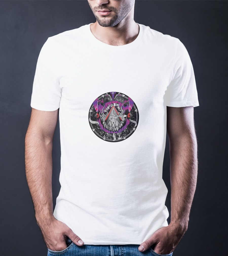 EPROM Psychedelic Triangle And Serpent Pattern With Purple And Black Elements T-Shirt