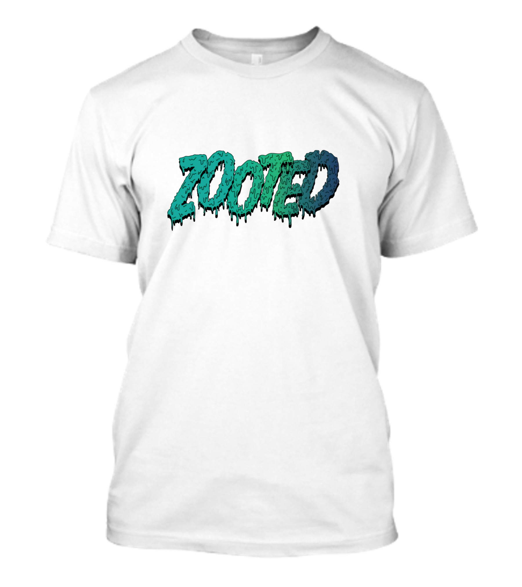 Zooted Dripping Green And Blue Font T-Shirt