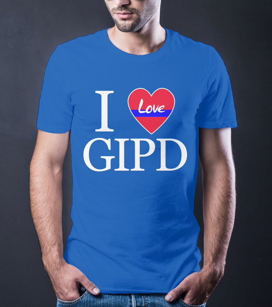 I Love GIPD Heart Symbol Blue Background T-Shirt