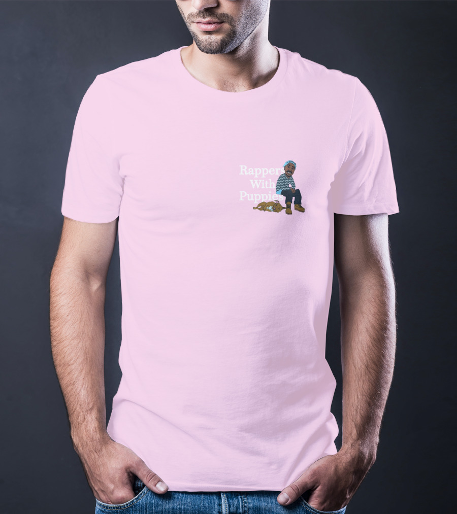 Rappers With Puppies Zumiez Pink Background Beanie And Boots T-Shirt