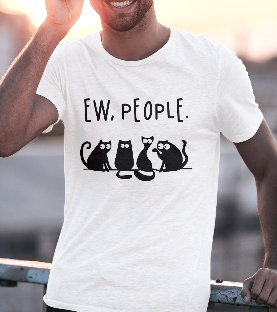 Ew People Funny Black Cat Quartet T-Shirt