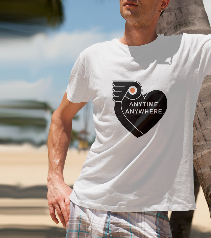 Philadelphia Flyers X Amberella Collaboration Anytime Anywhere Heart T-Shirt
