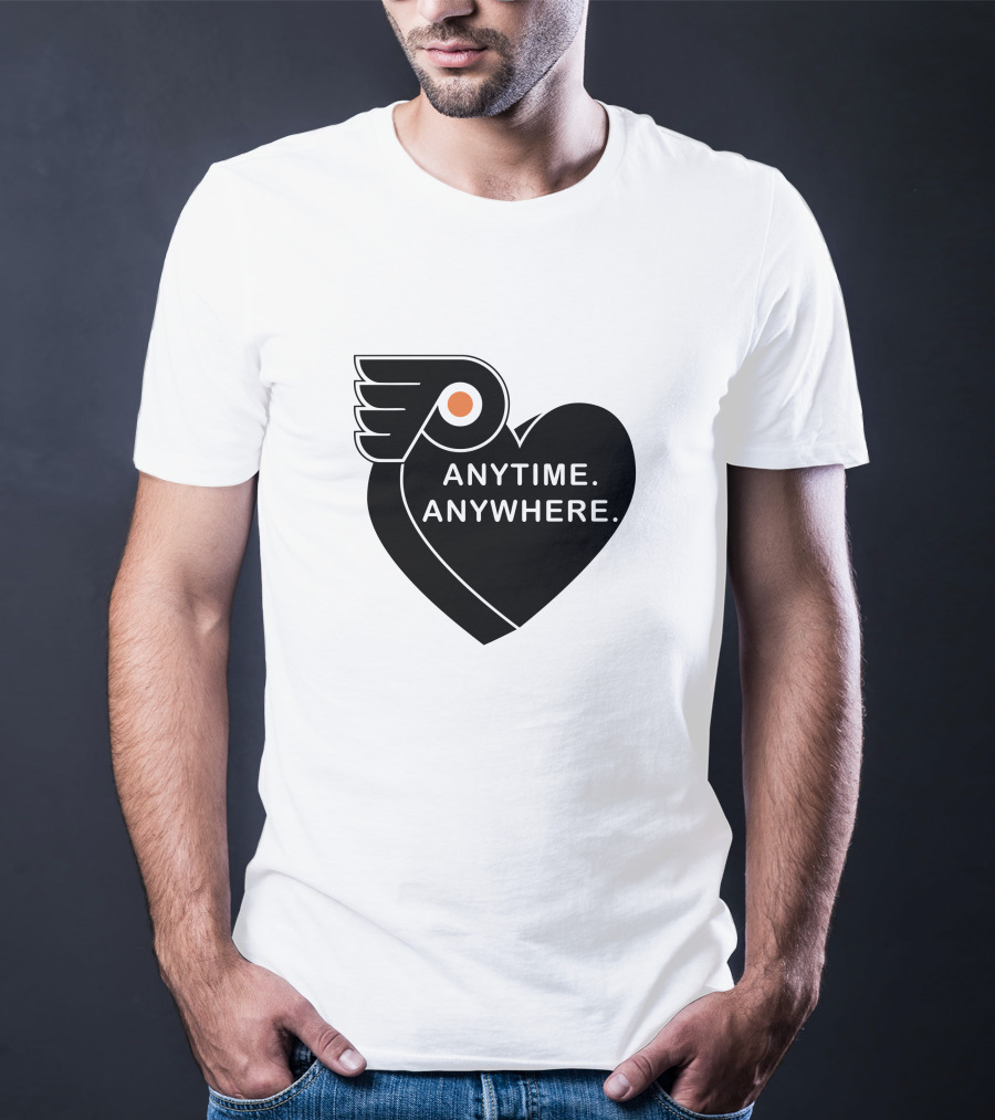 Philadelphia Flyers X Amberella Collaboration Anytime Anywhere Heart T-Shirt