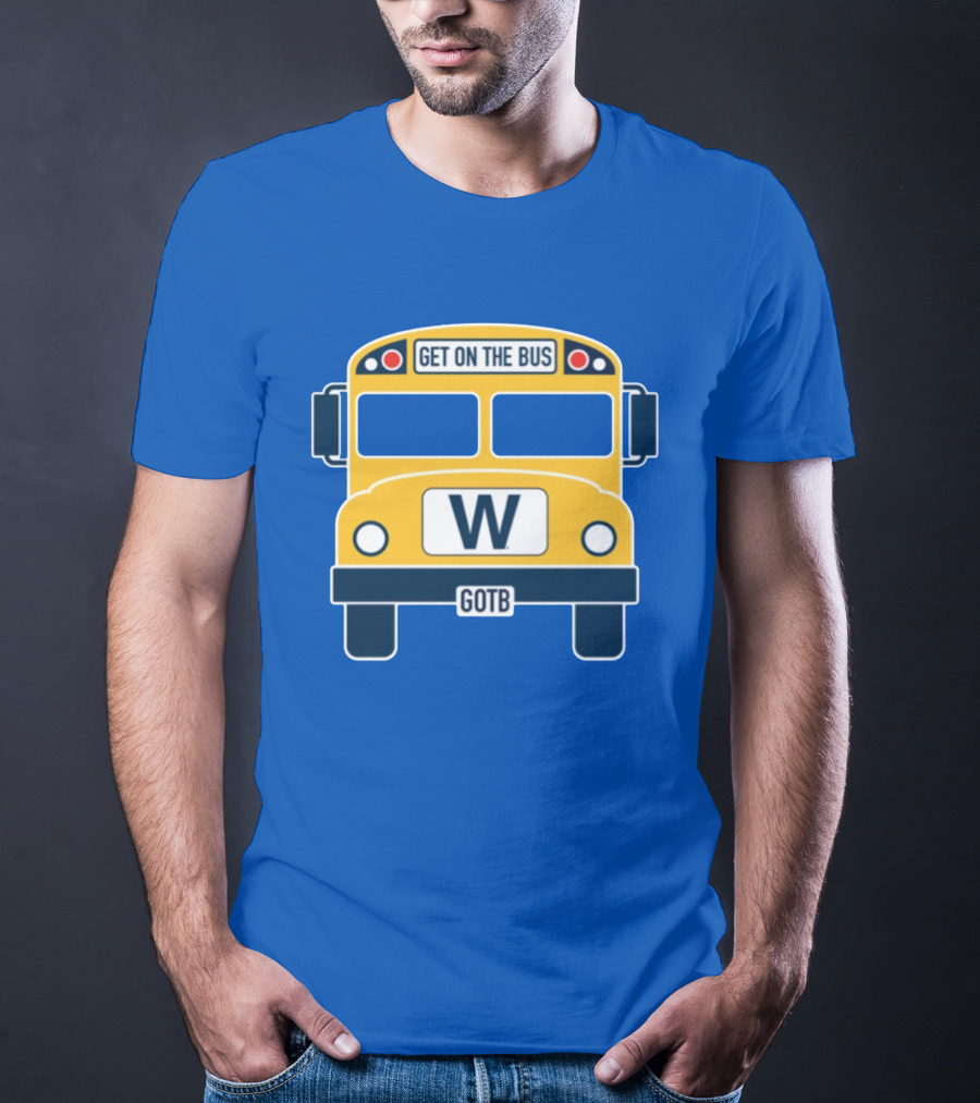 Cubs GOTB Blue And Yellow Bus W Get On The Bus T-Shirt