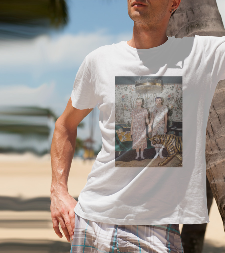 Emmy Lan And Emmy Hartman Hand Holding With Golden Tiger And Floral Wallpaper T-Shirt