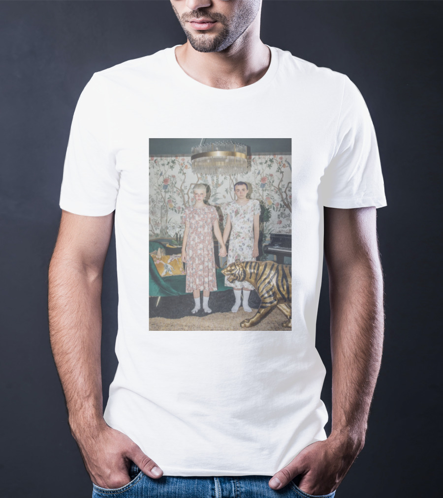 Emmy Lan And Emmy Hartman Hand Holding With Golden Tiger And Floral Wallpaper T-Shirt