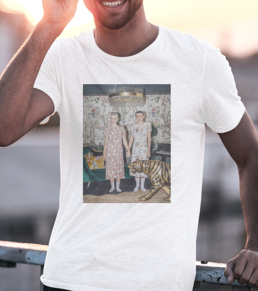 Emmy Lan And Emmy Hartman Hand Holding With Golden Tiger And Floral Wallpaper T-Shirt