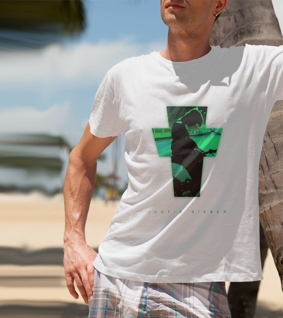 Justin Bieber Cross Silhouette Neon Green T-Shirt
