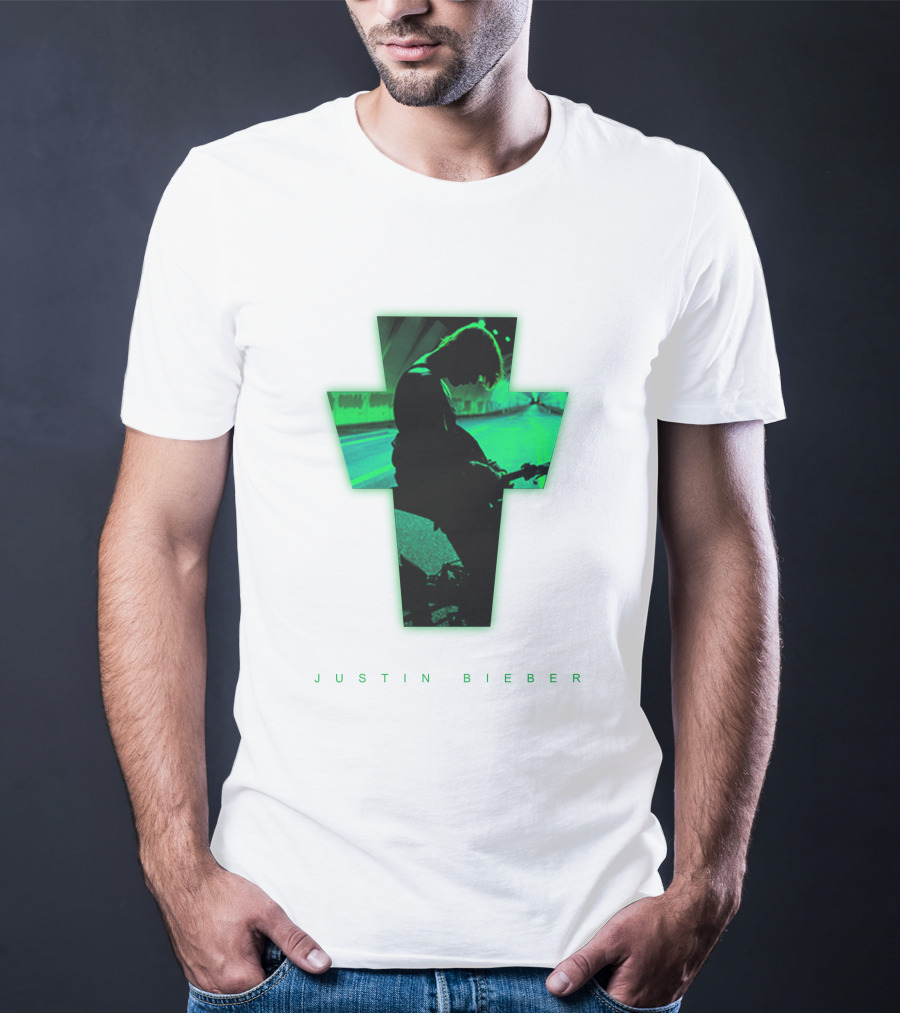 Justin Bieber Cross Silhouette Neon Green T-Shirt