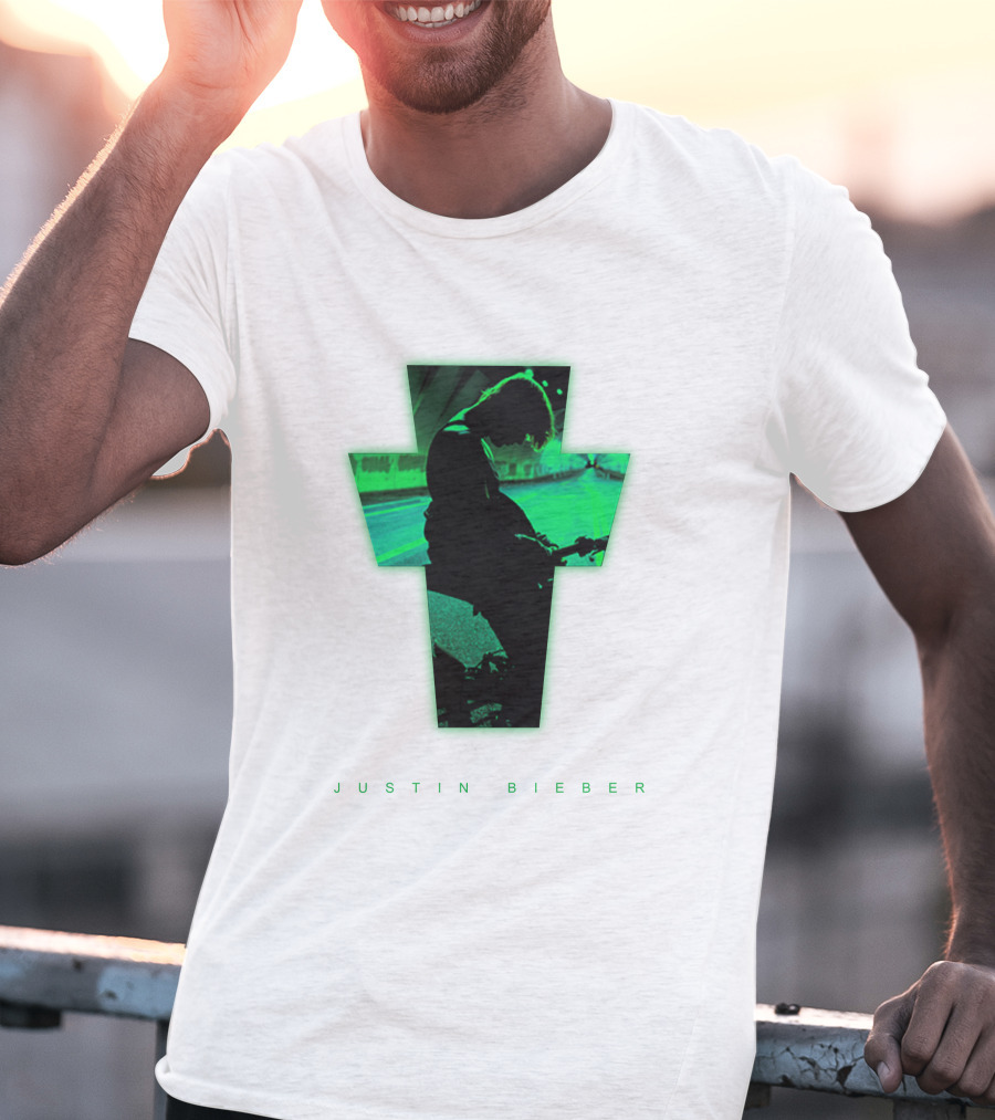 Justin Bieber Cross Silhouette Neon Green T-Shirt