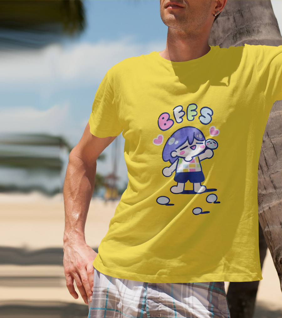 Omocat Omori Kel BFFS Purple Hair Colorful Hearts T-Shirt