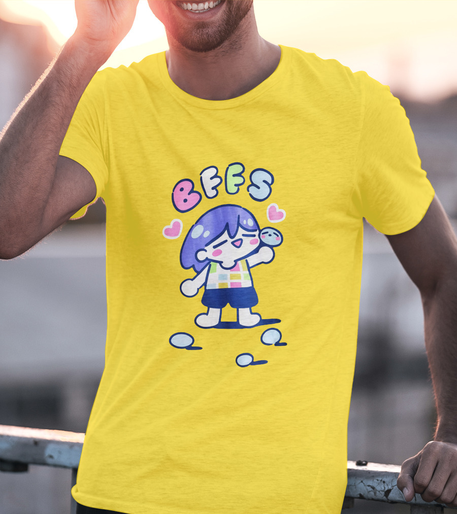 Omocat Omori Kel BFFS Purple Hair Colorful Hearts T-Shirt