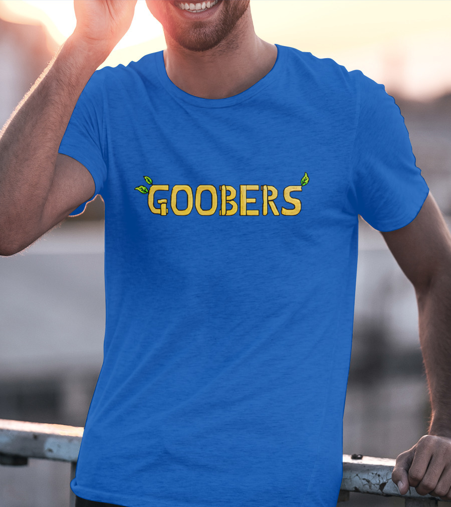 GOOBERS Nature Inspired Typography With Leaves T-Shirt